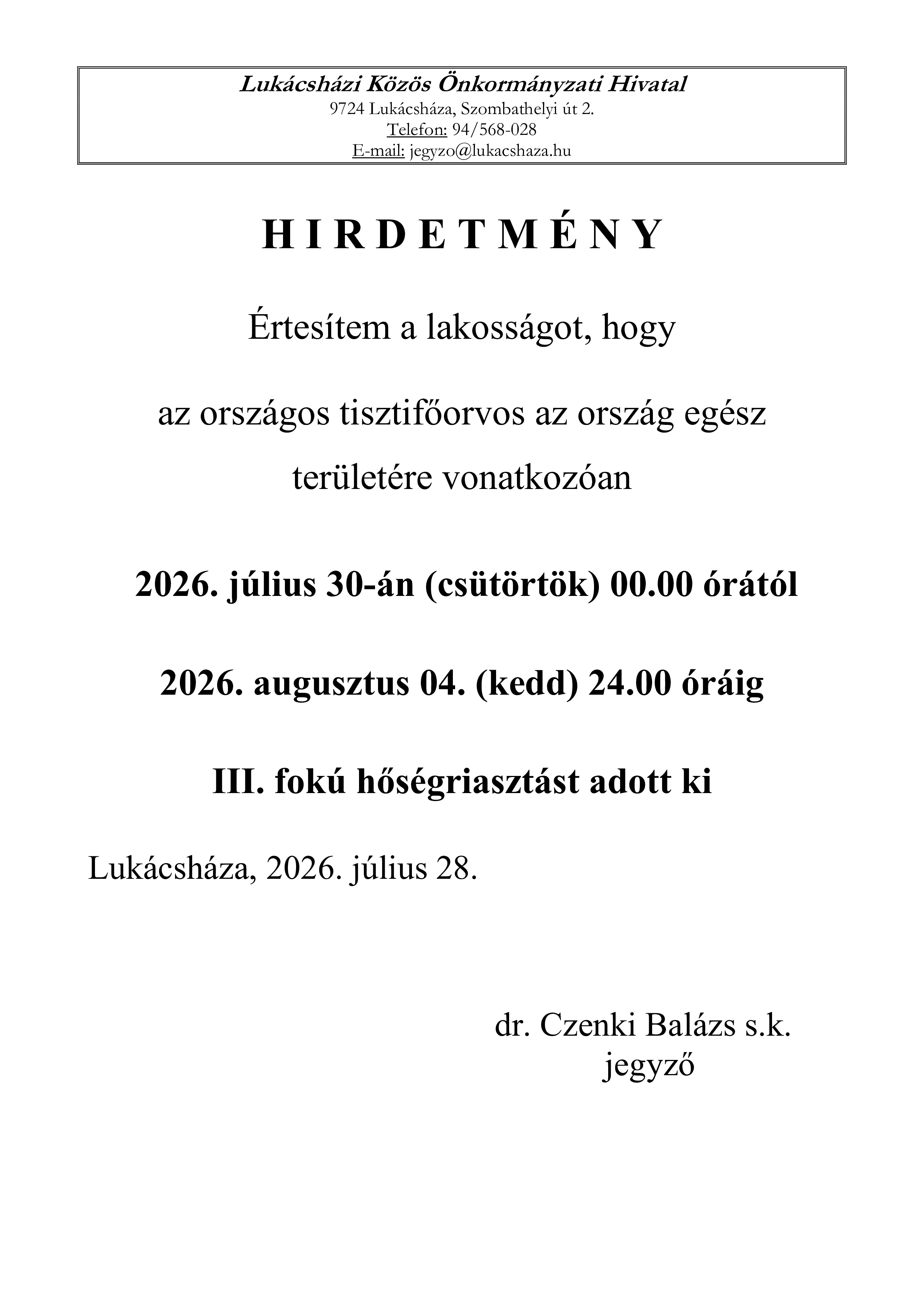 Hőségriadó 2026.